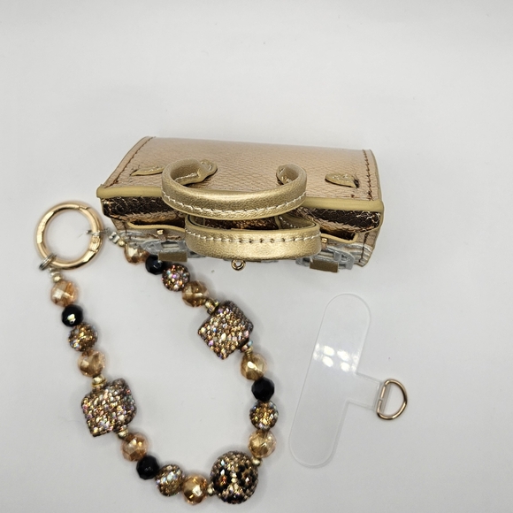 Chic Gold and Silver Mini Bag With Phone Chain Wristlet - Picture 2 of 6